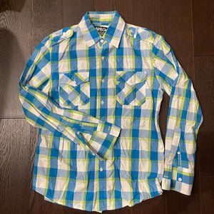 Rue 21 Carbon Plaid Button Down Small